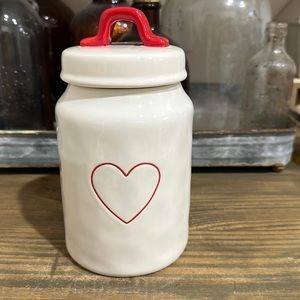Rae Dunn Red Heart Medium Ceramic Canister